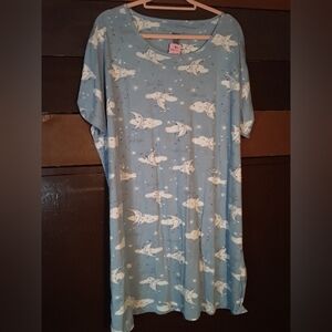 Pnaeong XXL 20-22 Adorable Blue Moon Print Short sleeve Nightshirt